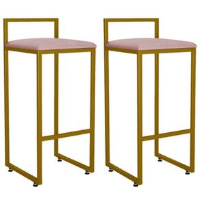 Kit 02 Banquetas Altas Hanna Dourado Suede Rosê
