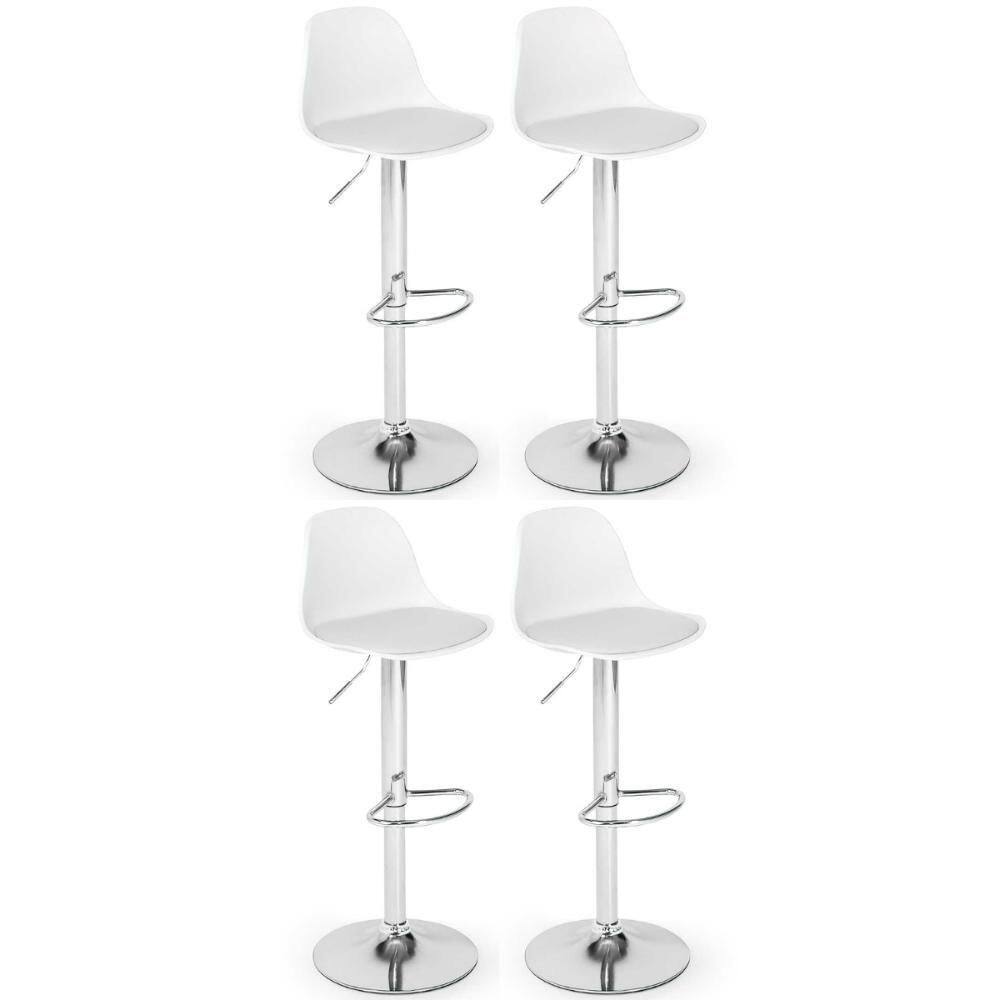 Kit 4 Banqueta Alta Leda Com Base Giratória E - Branco
