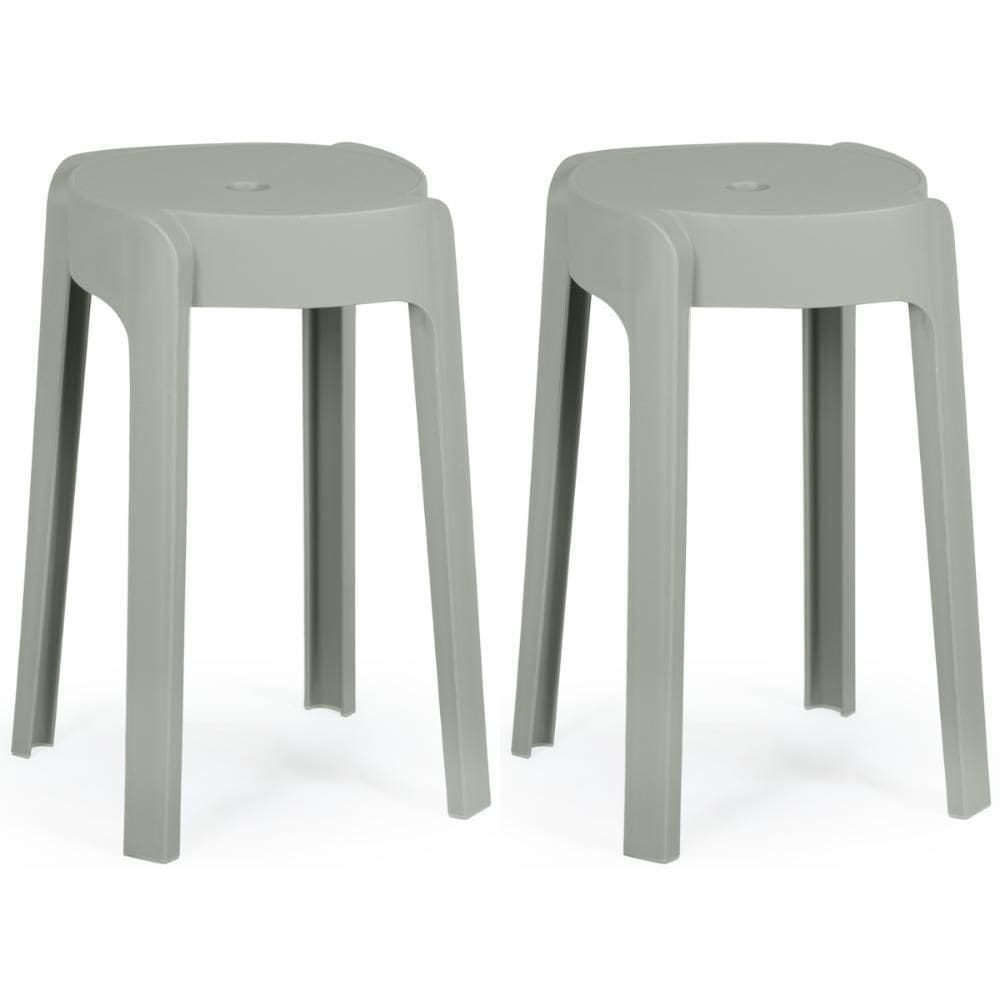Kit 2 Banquetas Baixa Empilhável Nordica - Cinza