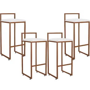 Kit 04 Banquetas Alta Cozinha Hanna L02 Bronze Corano Branco