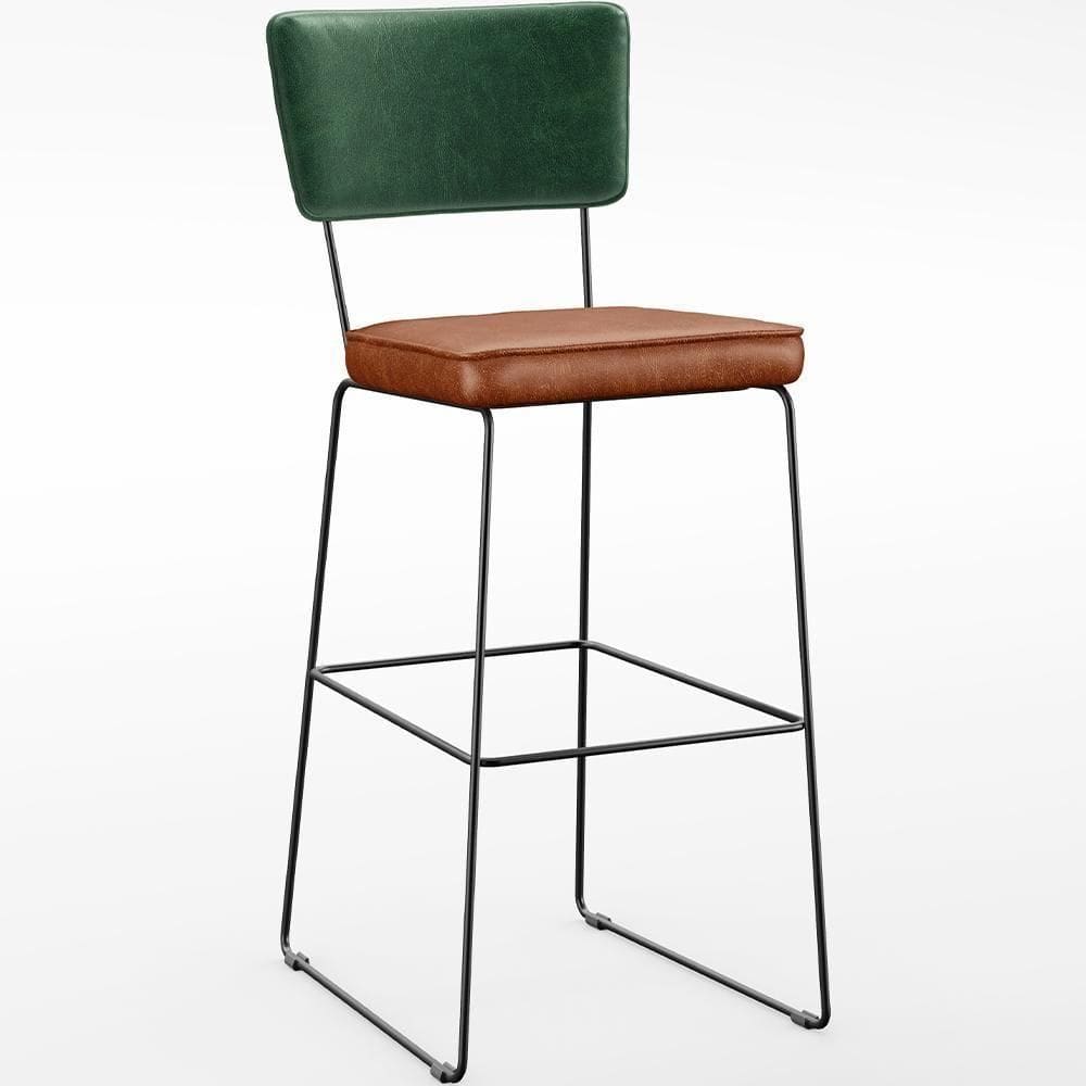 Banqueta Alta Cozinha Allana L02 Facto Verde Musgo Camel