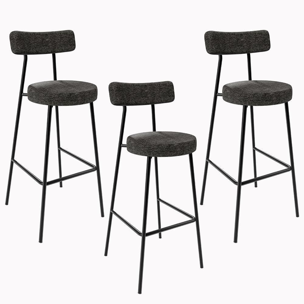Kit 03 Banquetas Altas Cozinha Milão F01 Chumbo
