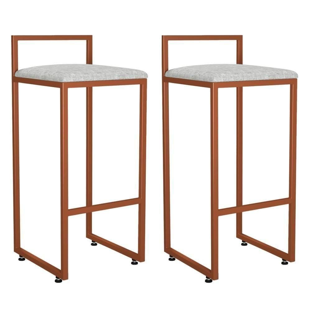 Kit 02 Banquetas Alta Cozinha Hanna L02 Bronze Cinza