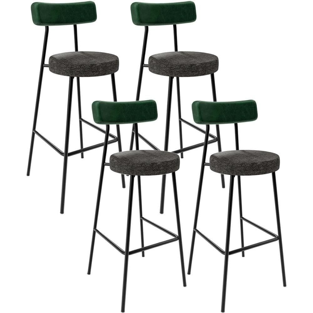 Kit 04 Banquetas Alta Bar Cozinha Sala Jantar Milão L02 Facto Verde Musgo Linho Chumbo