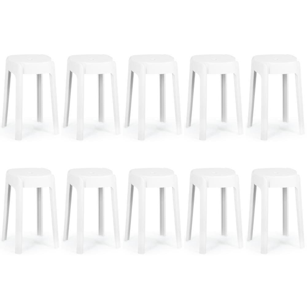 Kit 10 Banquetas Baixa Empilhável Nordica - Branco