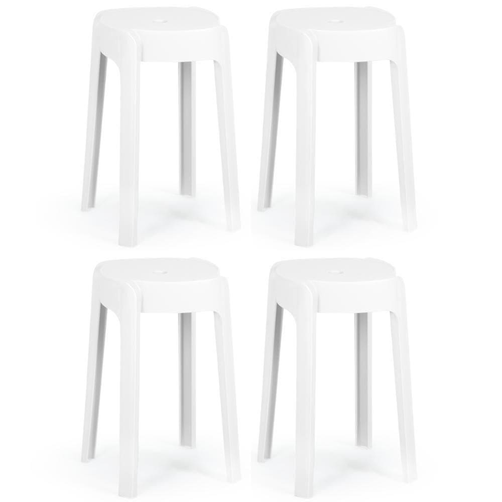 Kit 4 Banquetas Baixa Empilhável Nordica - Branco