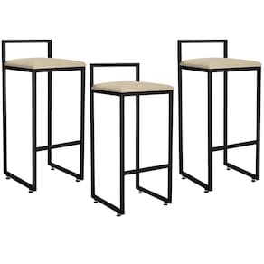 Kit 03 Banquetas Altas Hanna Preto Suede Bege