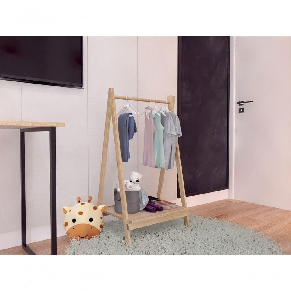 Cabideiro Infantil Simples De Madeira Para Roupas Promok