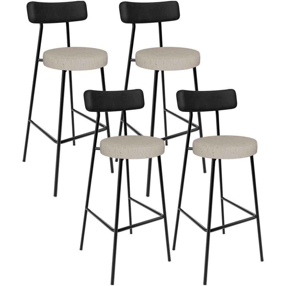 Kit 04 Banquetas Alta Bar Cozinha Sala De Jantar Milão L02 Couríssimo Preto Linho Bege