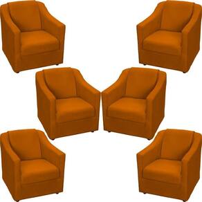 Kit 6 Poltronas Mila Pé De Plástico Cromado - Terracota Suede