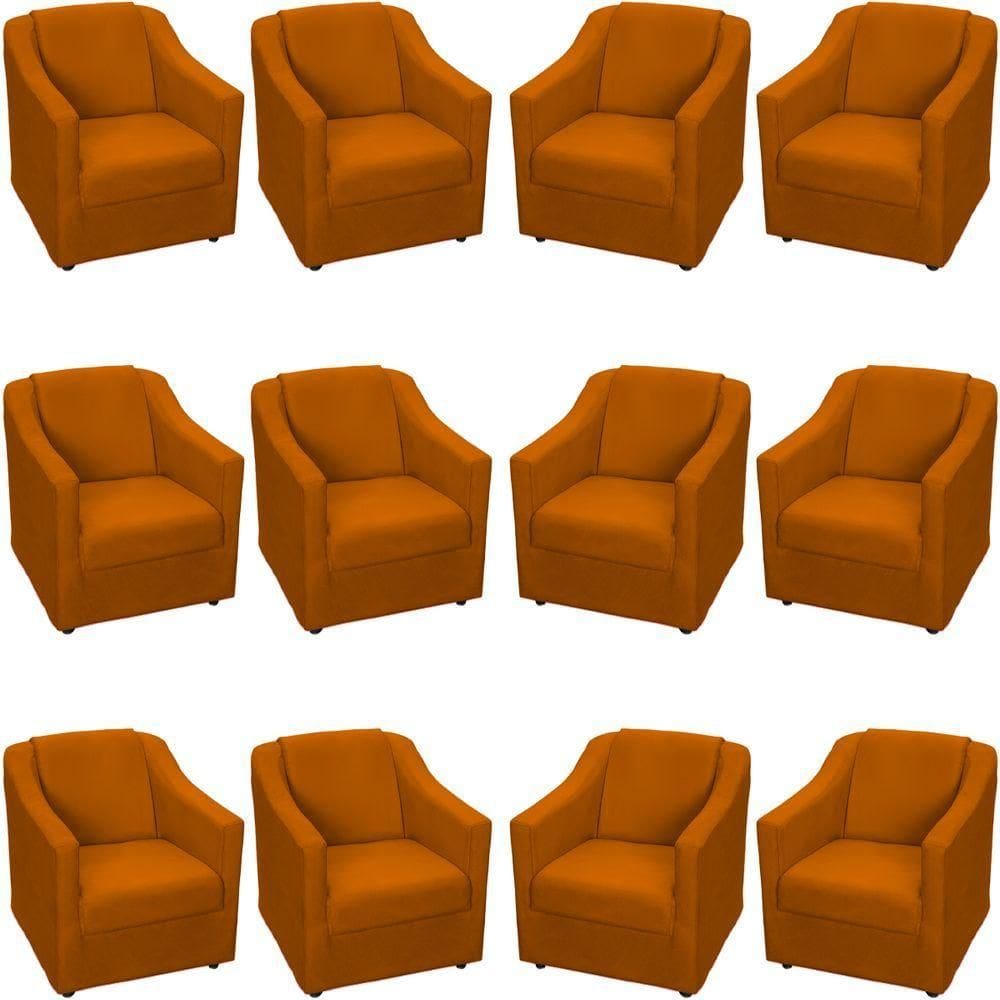 Kit 12 Poltronas Mila Pé De Plástico Cromado - Terracota Suede