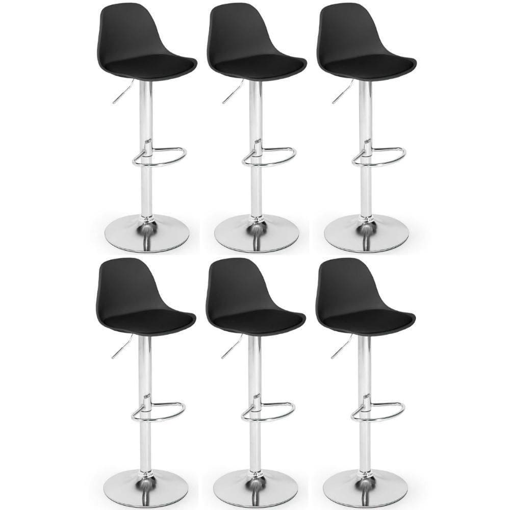 Kit 6 Banqueta Alta Leda  Com Base Giratória E  - Preto