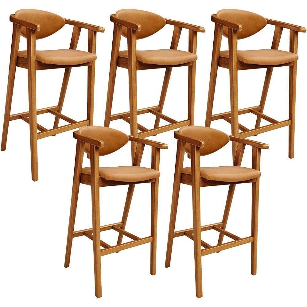 Kit 05 Banquetas Alta Cozinha Bancada Bar Sala De Jantar Fixa Cecília L02 Couríssimo Whisky - Lyam
