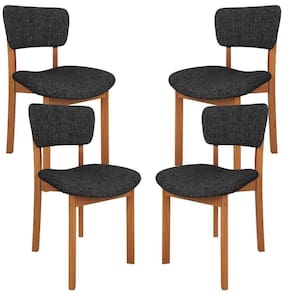 Kit 04 Cadeiras Para Sala De Jantar Cozinha Living Estofada Dara L02 Linho Chumbo - Lyam Decor
