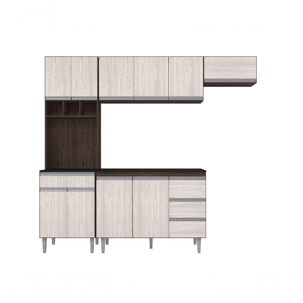 Cozinha Completa Modulada Andreia 5 Peças 240cm Marrom
