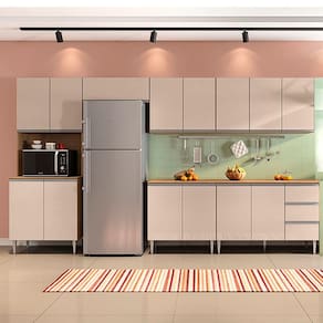 Cozinha Modulada Milla 6 Peças Amendoa Off White Puxador Aluminio Ii