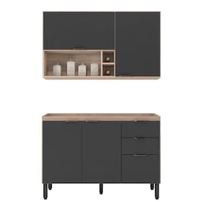 Cozinha Modular Com 2 Peças Firenze Composição Fi0011 Avena Touch/grafito - Demóbile
