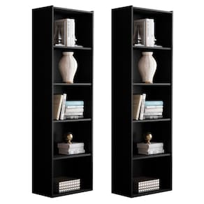 Kit 2 Estantes Livreiro Multiuso Luiza 5 Nichos Preto