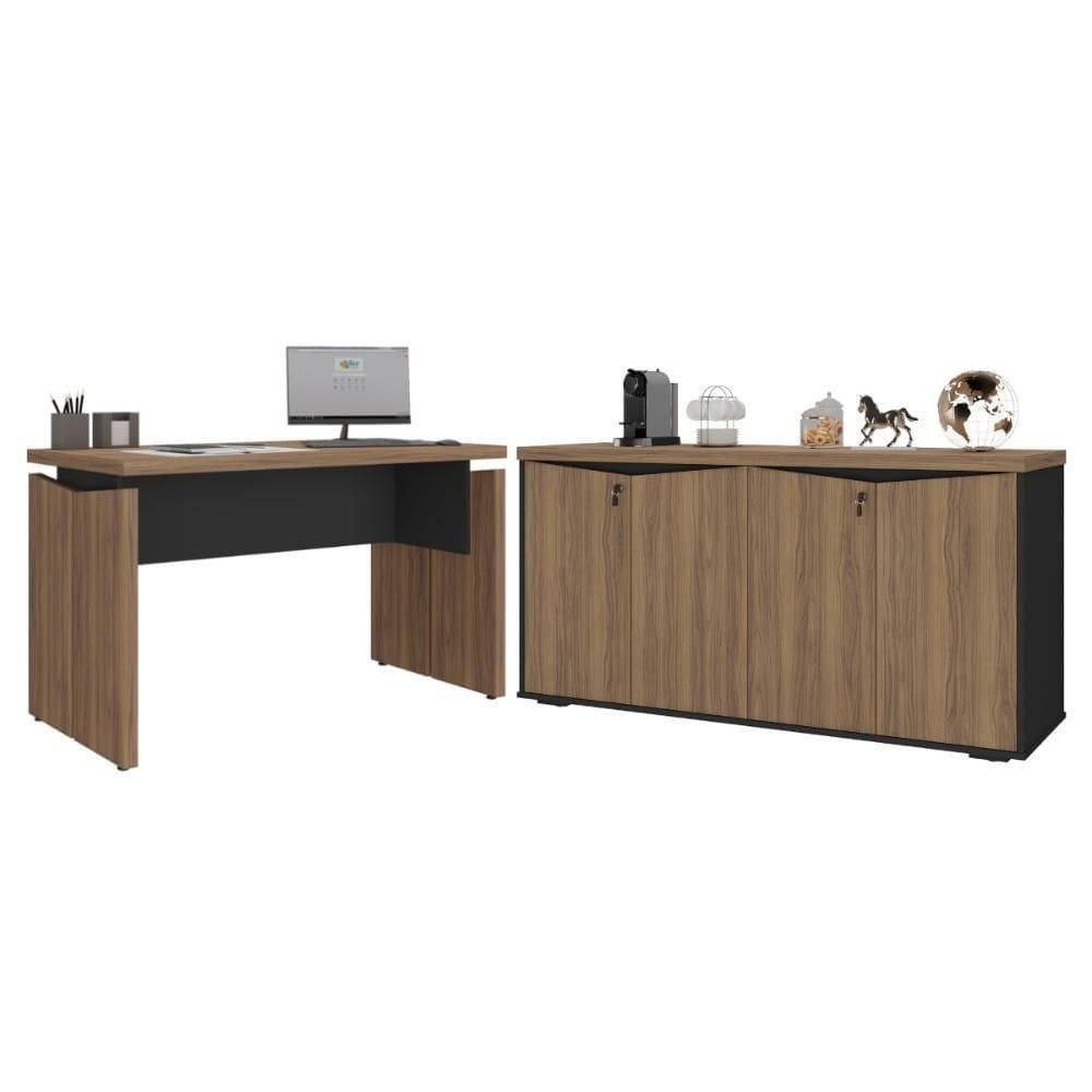 Mesa E Balcão 4 Portas Cuiabá Nogal Preto