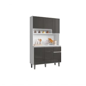 Kit Cozinha Compacta 105cm Com 6 Portas 1 Gaveta Márcia Cinza Claro