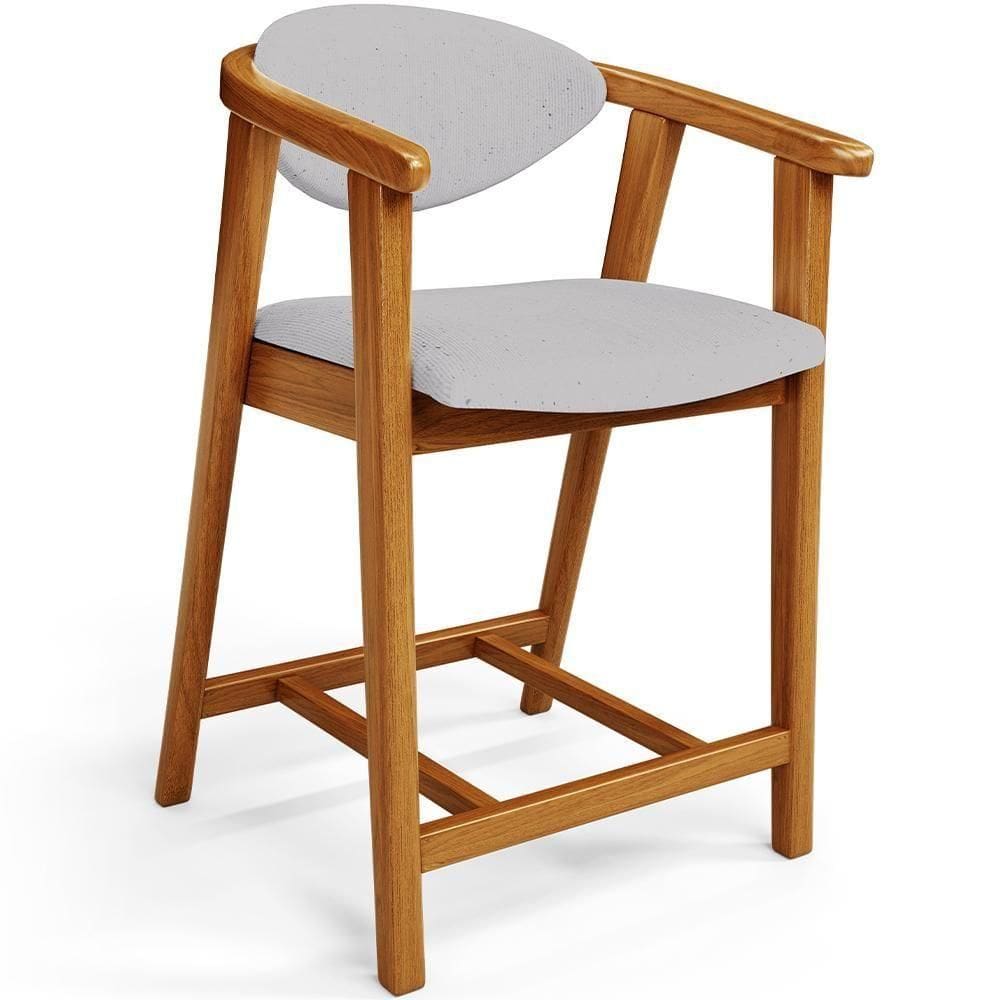 Banqueta Baixa Para Cozinha Sala De Jantar Bancada Cecília L02 Linho Cinza - Lyam Decor