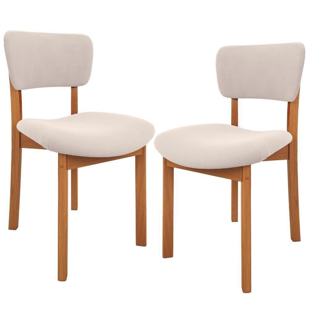 Kit 02 Cadeiras Para Sala De Jantar Cozinha Living Estofada Dara L02 Suede Bege - Lyam Decor