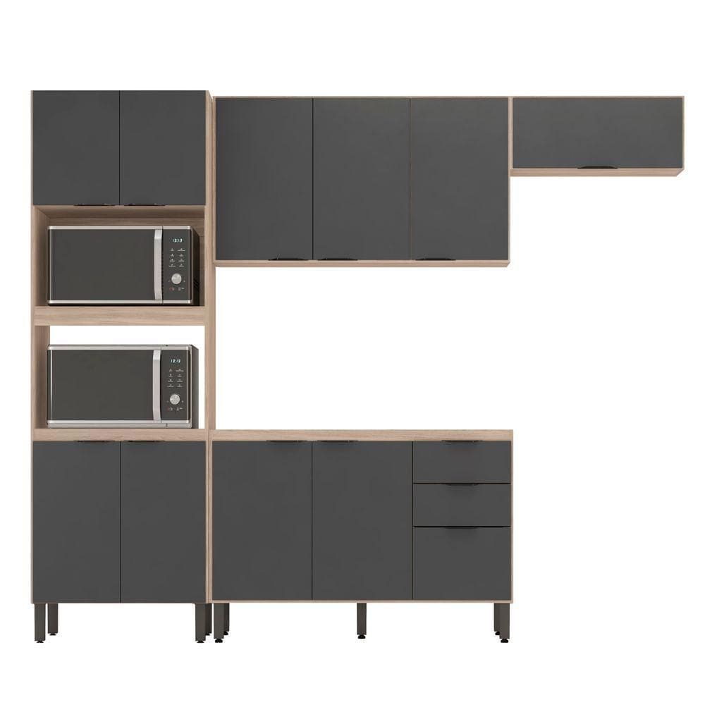 Cozinha Modular Com 4 Peças Firenze Composição Fmt004 Avena Touch/grafito - Demóbile