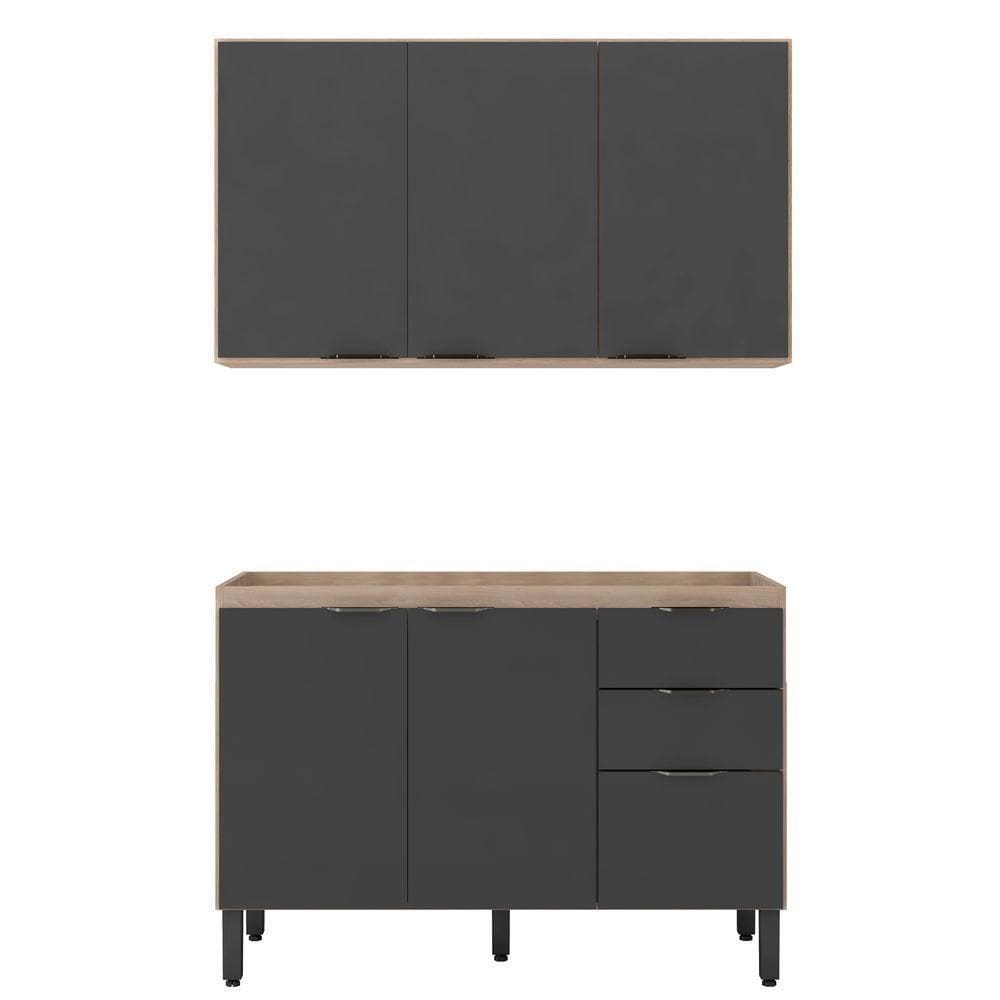 Cozinha Modular 2 Peças Firenze Composição Fi0009 Avena/grafito - Demóbile