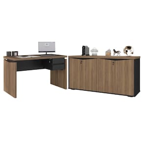 Conjunto Home Office Completo áustria Nogal Preto