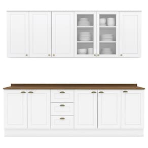 Cozinha Modulada 9 Pecas 240cm CE856 Americana Branco Nature Henn