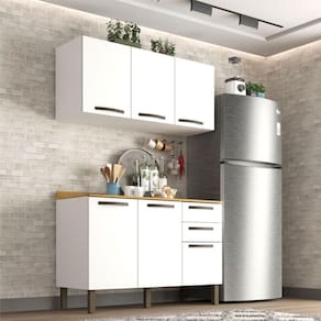 Cozinha Compacta Valencia 2 Peças 6 Portas 2 Gavetas Salleto Moveis Branco