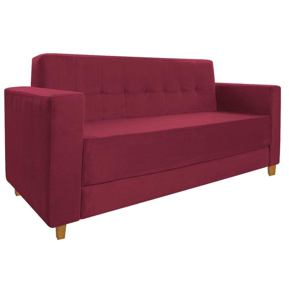 Sofá 2 Lugares Denver Suede Bordô - Doce Sonho Móveis