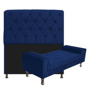 Cabeceira Lady e Recamier Félix 140 Cm Casal Azul Marinho