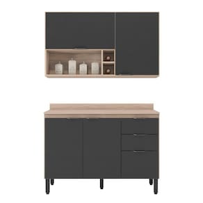 Cozinha Modular Com 2 Peças Firenze Composição Fi0012 Avena Touch/grafito - Demóbile