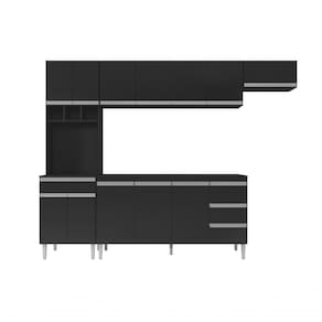 Cozinha Completa Modulada Andreia 5 Peças 280cm Preto