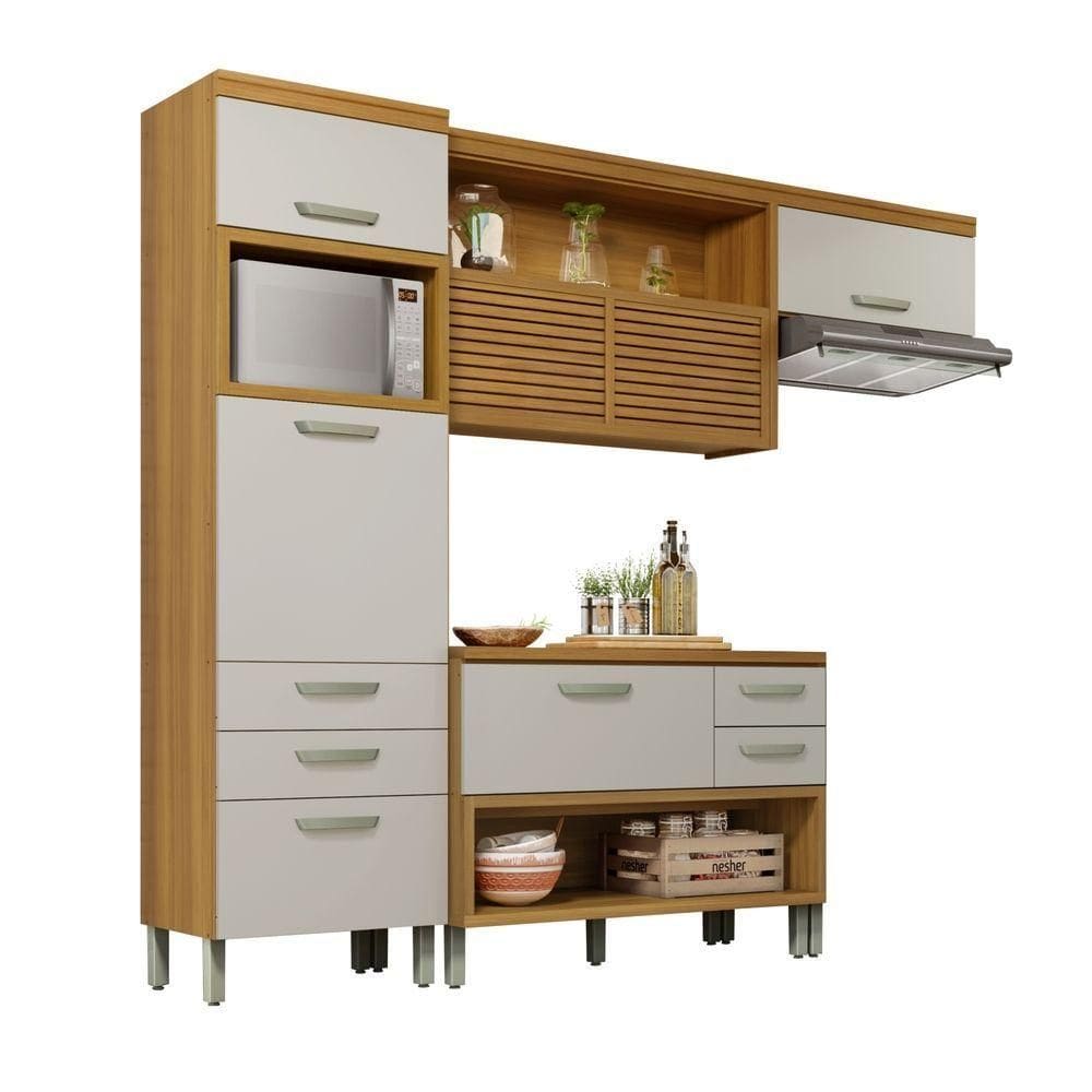 Cozinha 3 Peças Mdf Princesa Nesher Freijó-off White