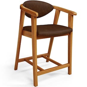 Banqueta Baixa Para Cozinha Sala De Jantar Bancada Cecília L02 Couríssimo Marrom - Lyam Decor