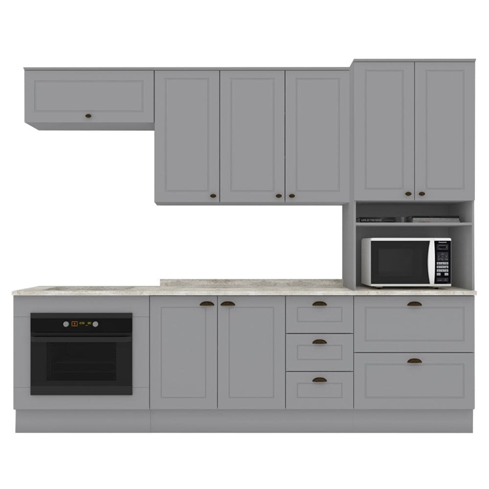 Cozinha Modulada 7 Pecas 272 cm CE790 Americana Cinza Calcare Henn