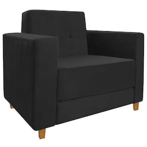 Poltrona Decorativa Denver Suede Preto - Doce Sonho Móveis