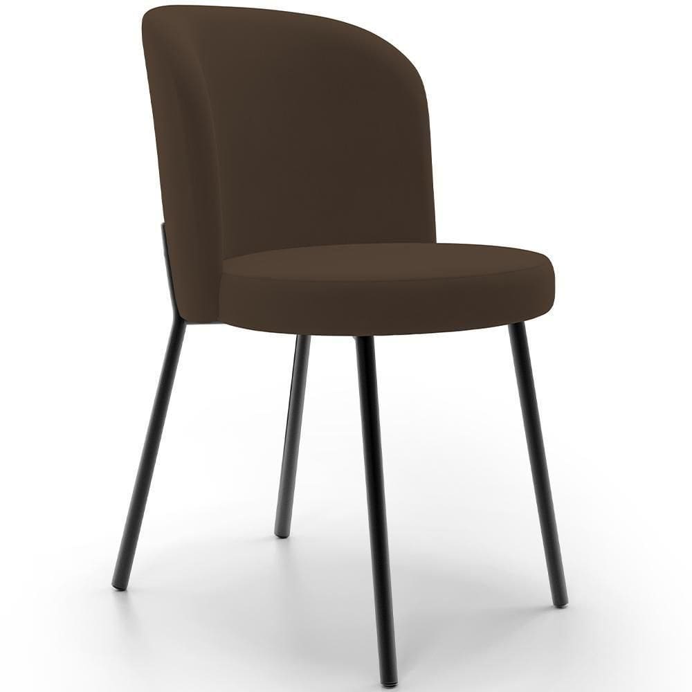 Cadeira Para Sala De Jantar Cozinha Estofada Gavi L02 Suede Marrom - Lyam Decor