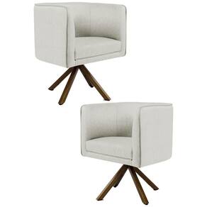 Kit 2 Poltronas Decorativas Base Giromad Madeira Betina C-107 Linho Cru - Domi