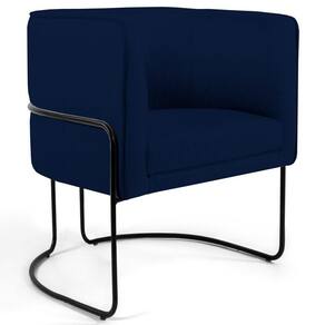 Poltrona Base Aço Betina B-304 Veludo Azul Marinho - Domi