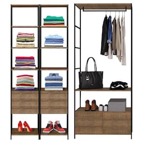 Quarto Modulado Closet 8 Gavetas Estilo Industrial Steel Quadra Vermont Base Preto - Artesano