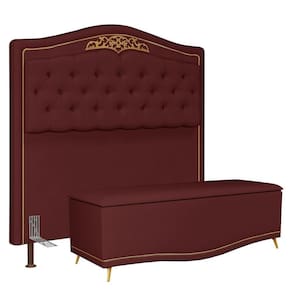 Cabeceira Casal Queen 160Cm Com Baú Imperial J02 Vinho