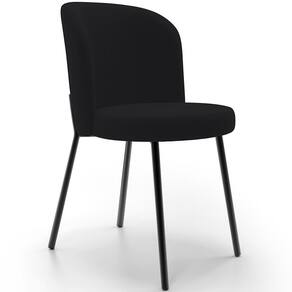 Cadeira Para Sala De Jantar Cozinha Estofada Gavi L02 Suede Preto - Lyam Decor