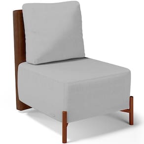 Poltrona Decorativa Living Pés Madeira Hungria L02 Couríssimo Marrom Linho Cinza - Lyam