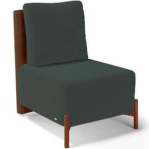 Poltrona Decorativa Living Pés Madeira Hungria L02 Couríssimo Marrom Suede Verde Musgo - Lyam