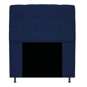Cabeceira Mel 90 Cm Solteiro Com Botonê Suede Azul Marinho