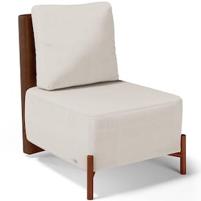 Poltrona Decorativa Living Pés Madeira Hungria L02 Couríssimo Marrom Linho Cru - Lyam