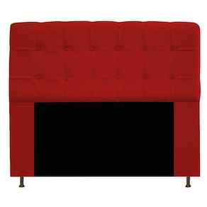 Cabeceira Mel 140 Cm Casal Com Botonê Suede Vermelho